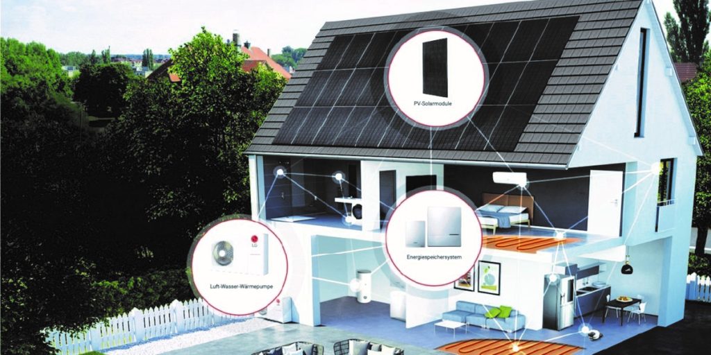 Гибридная солнечная система для энергоснабжения пассивного дома от LG Electronics.